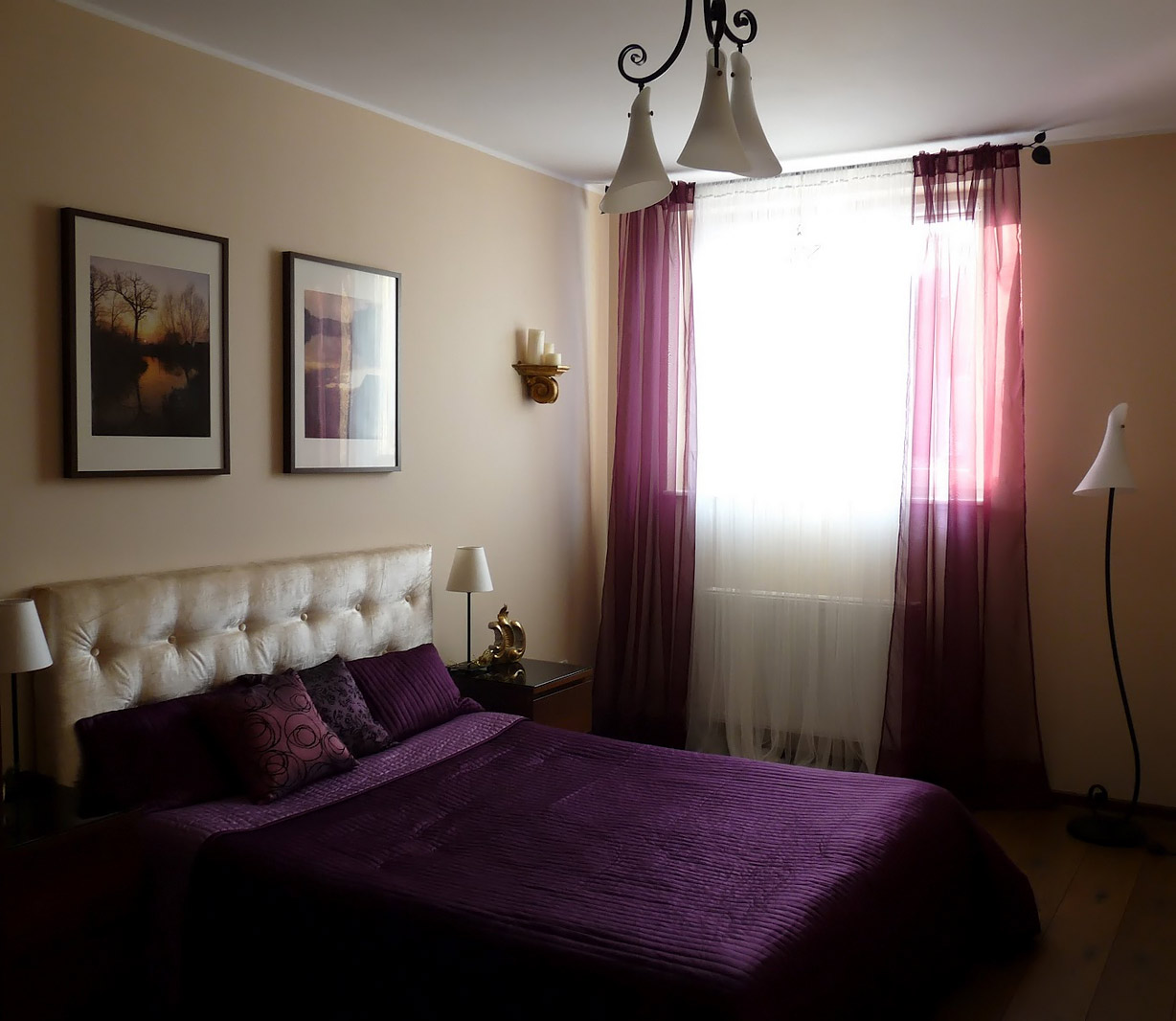 Фиолетовые шторы в спальню - 1