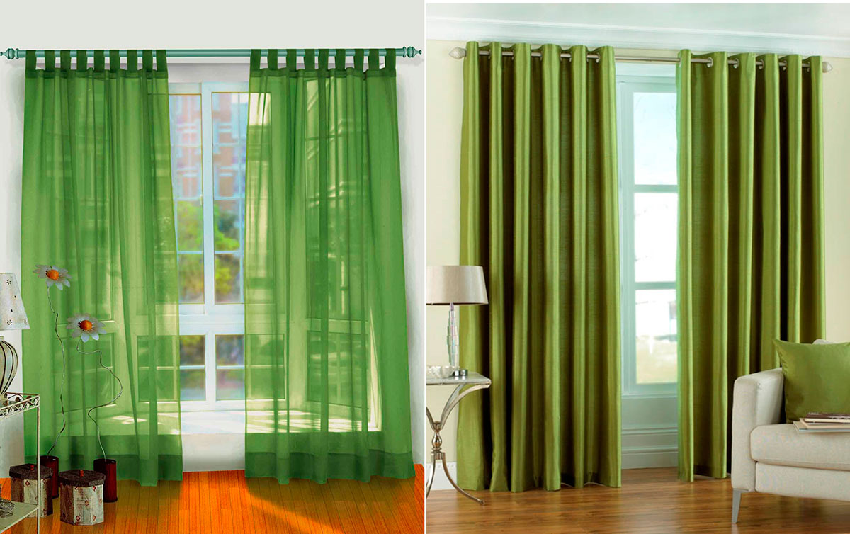 Зеленые шторы в спальню - 1