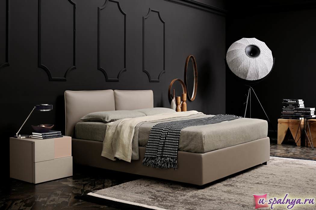 Спальня с черной мебелью